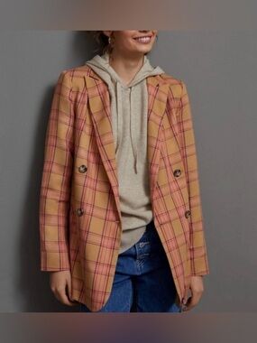 Maeve by Anthropologie Victoria plaid women's blazer, size small